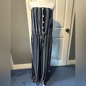 No Boundaries Navy and White Striped Garment